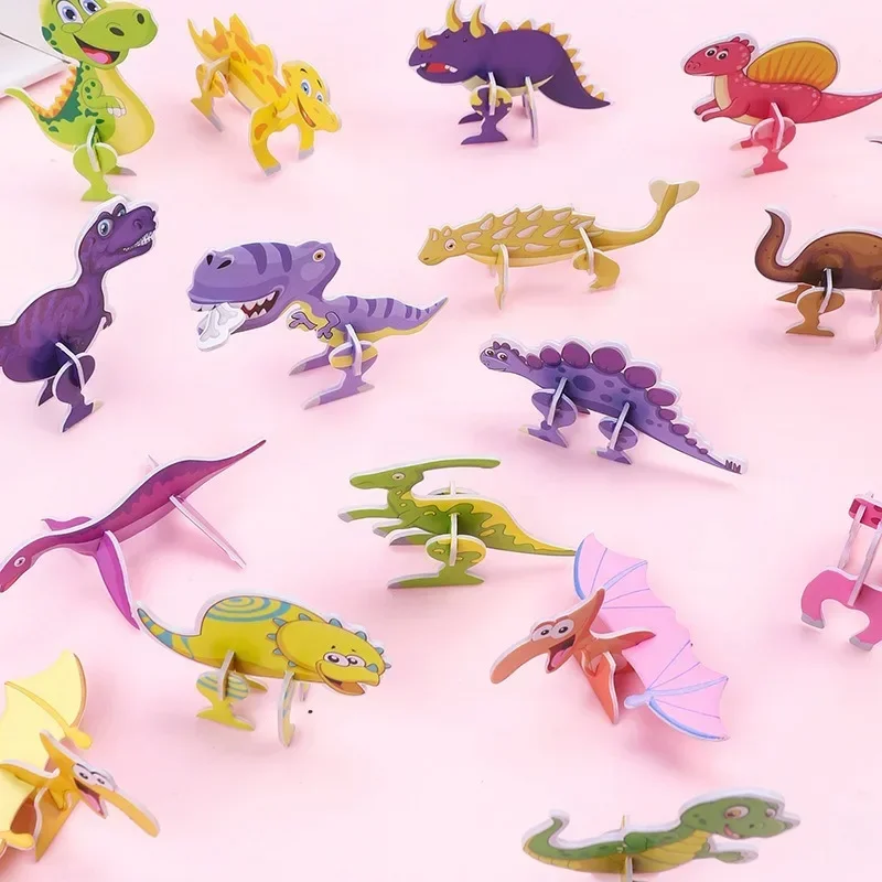 5cps Children Paper Dinosaur 3D Puzzle DIY Toys Insects and Butterflies Cute Cartoon Dinosaur Modeling Animal Educational Toys