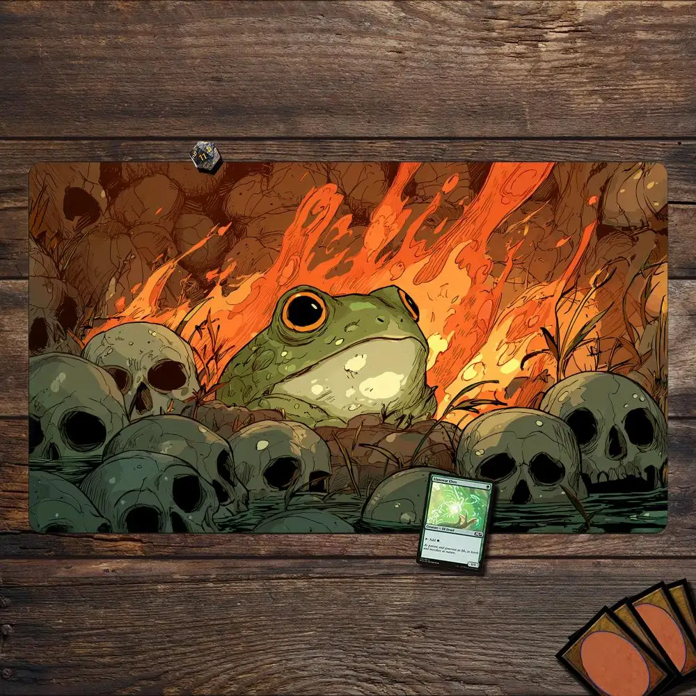 Dark Fantasy Frog Design MTG Playmat Magic Card Battle Mat Non-Slip Durable Commander Playmat Tapete Magic Mtg