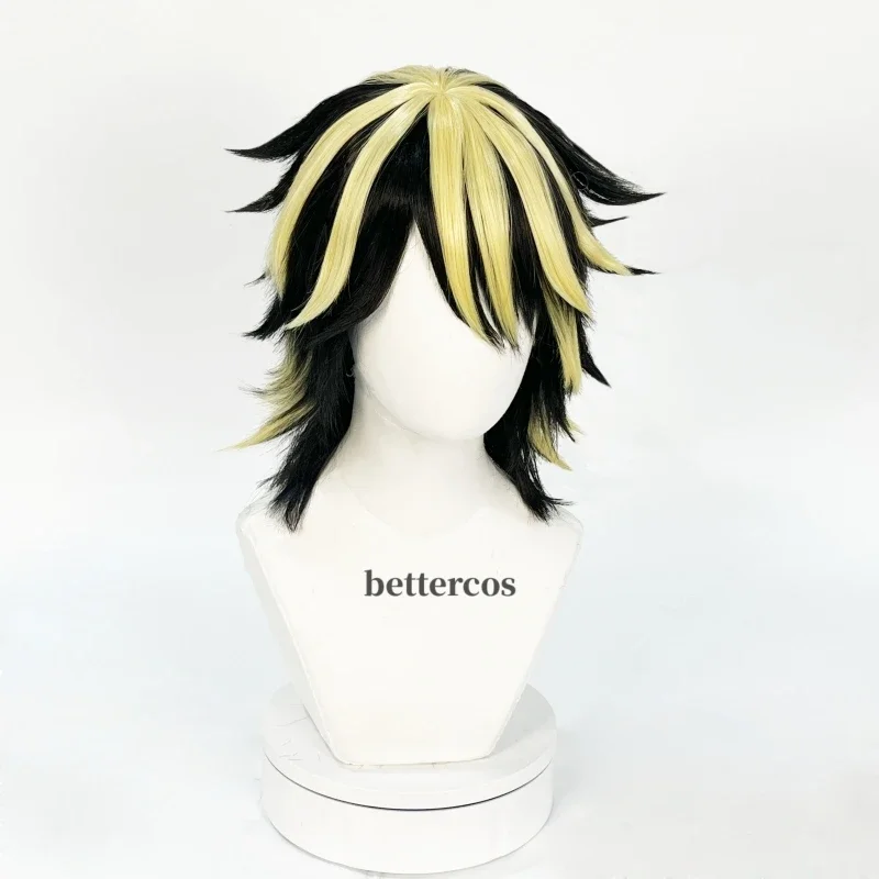 Hanemiya Kazutora Cosplay Wig Anime Tokyo Manji Gang Short Black Golden Hair Wigs Earring Tattoo Sticker