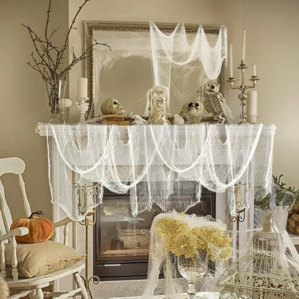 Halloween Creepy Net Pendant Prop Spooky Lightweight Cloth for Home Decor Party Layout Haunted Window Door Sofa Table