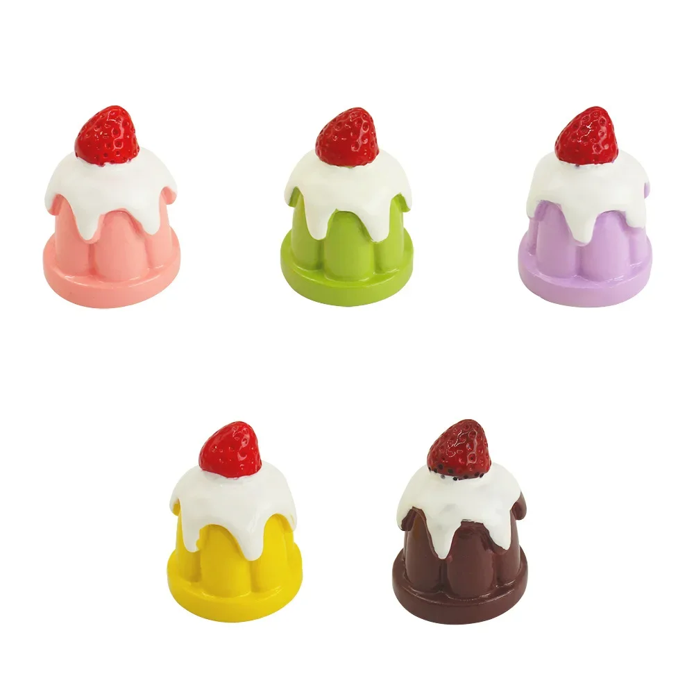 Kawaii Mini New Strawberry Cake 3D Crafts Materials Resin Items Decoden Charms Miniatures Flatbacks Material Scrapbook Figurines