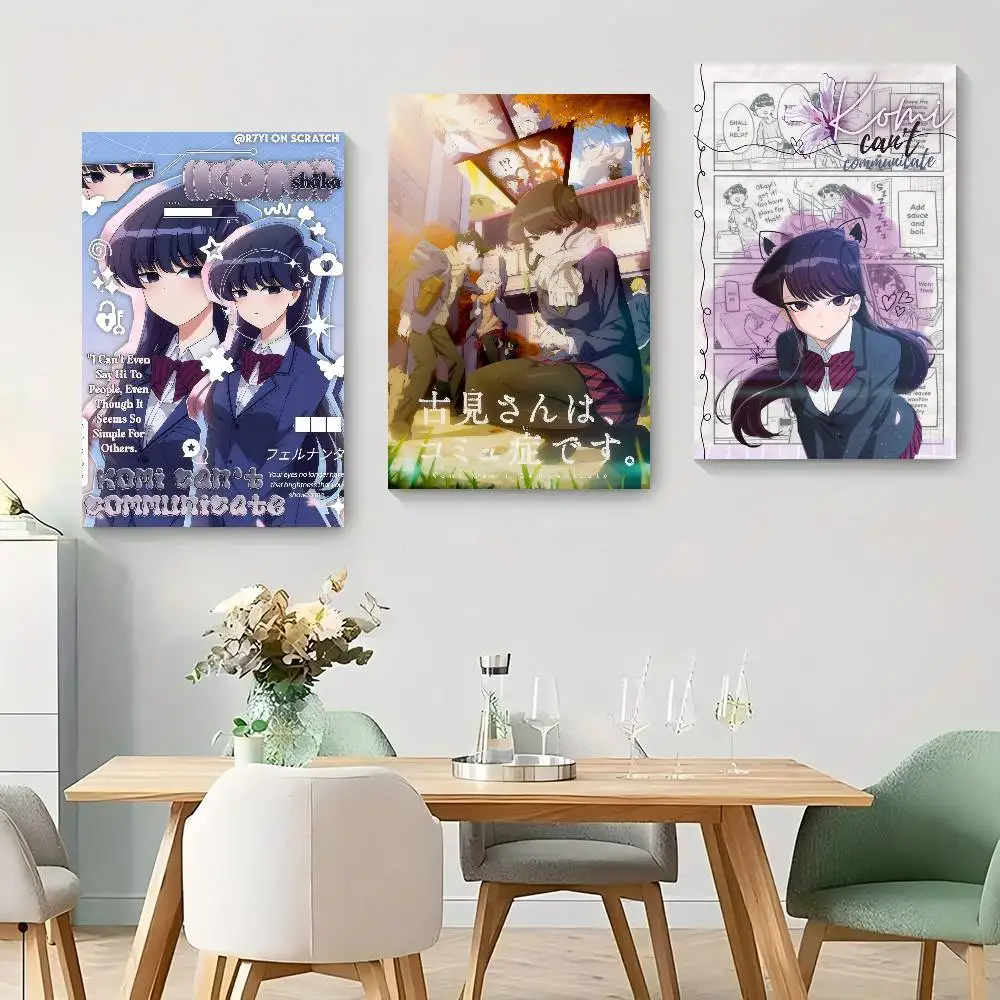 Anime Komi Can T Communicate  Vintage Posters Sticky Retro Kraft Paper Sticker DIY Room Bar Cafe Kawaii Room Decor
