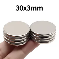 Imán de neodimio súper fuerte de 30x3mm N35 NdfeB imanes magnéticos permanentes imanes potentes redondos imán de refrigerador