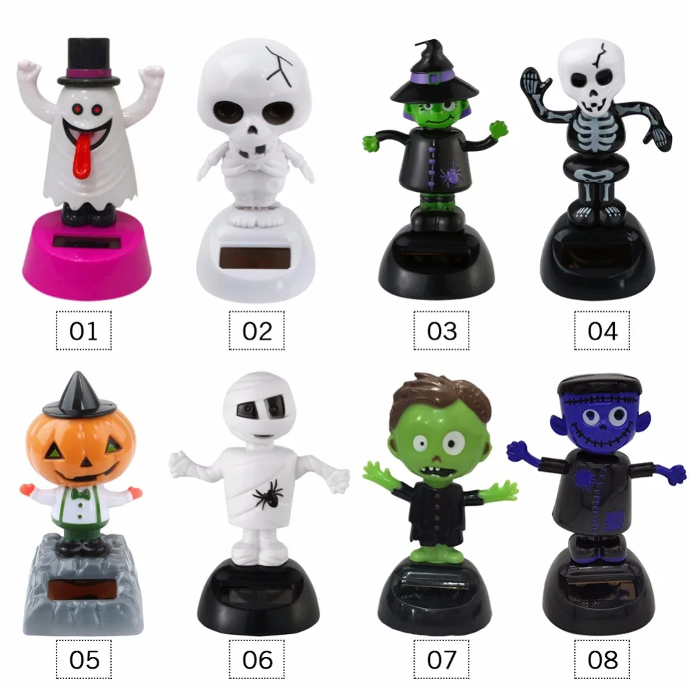 New Adorable Multi style Solar Powered Christmas Halloween Dancing Car Table Home Decor Gifts Mini Kids Solar Power Toys