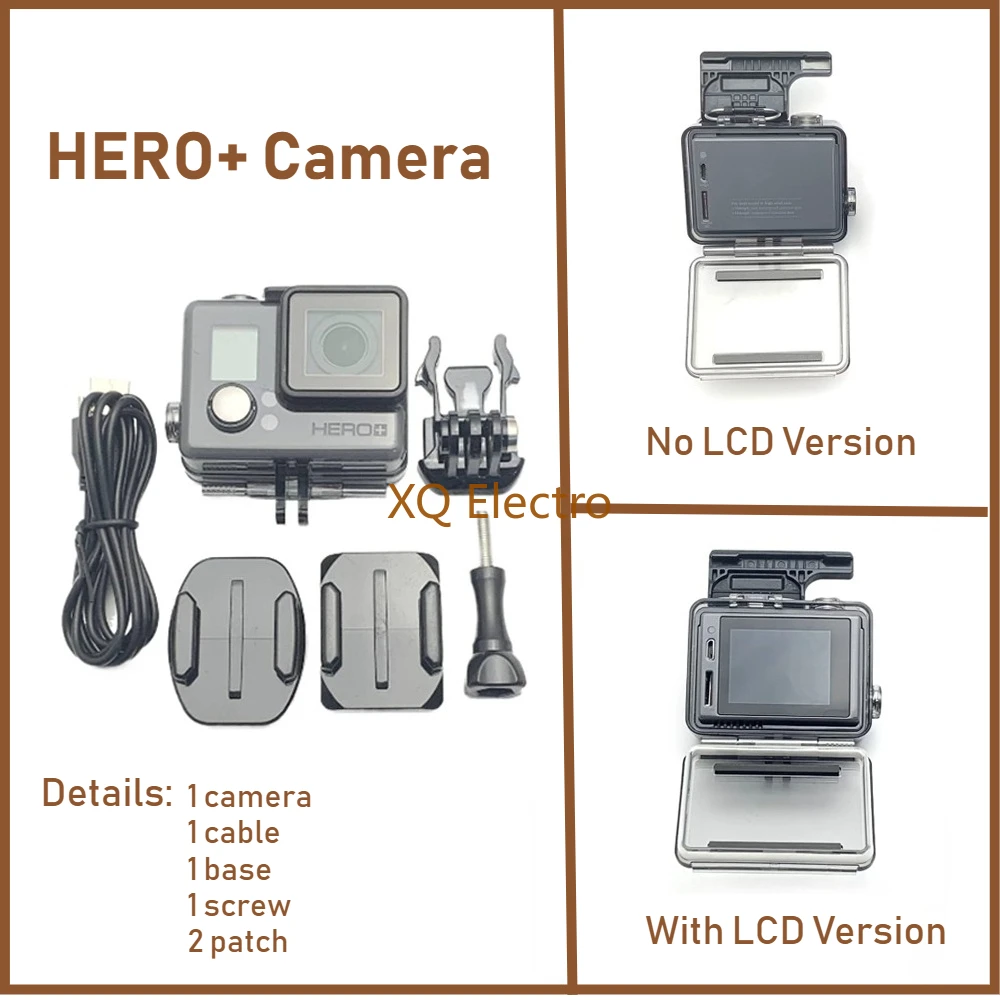 

Комплект для Gopro Hero+ с интегрированной камерой, защитным корпусом, зарядным кабелем, винтом для крепления и возможностью подключения Wi-Fi. Запасная часть.