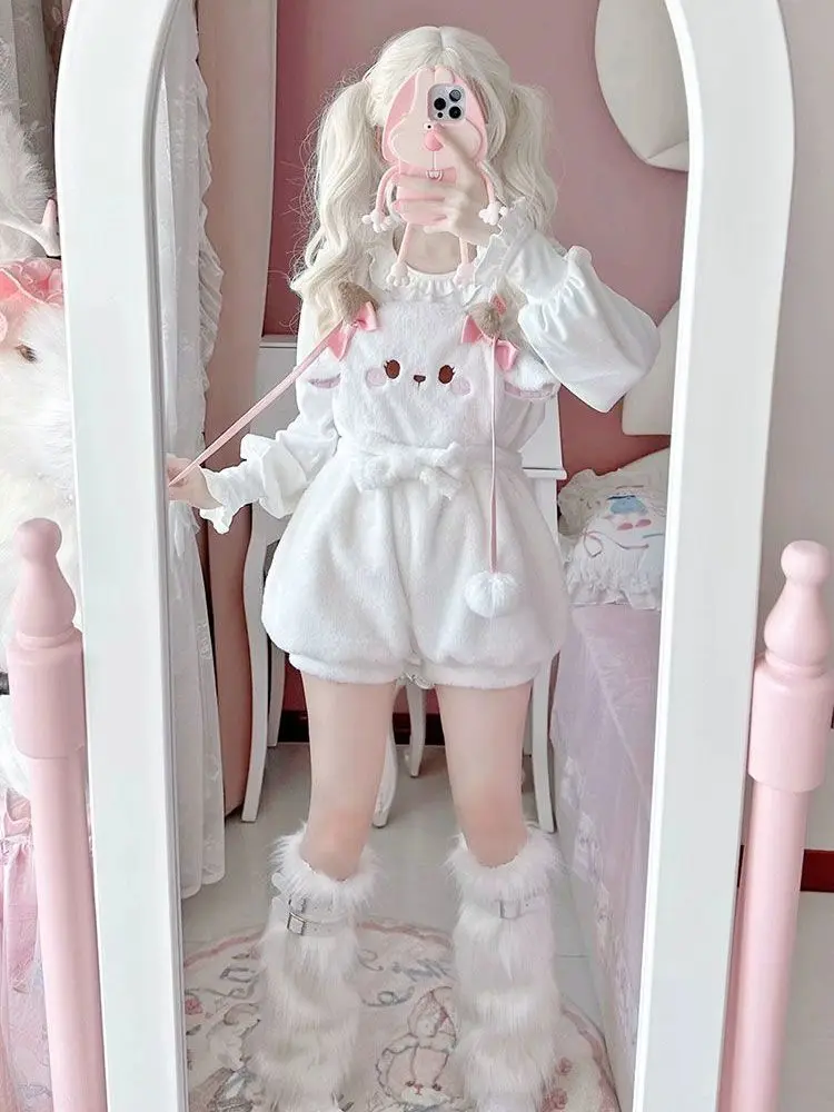 

SOIOMES Лолита, осенние и зимние пушистые брюки с цветочным бутоном, милые и милые шорты с плечами