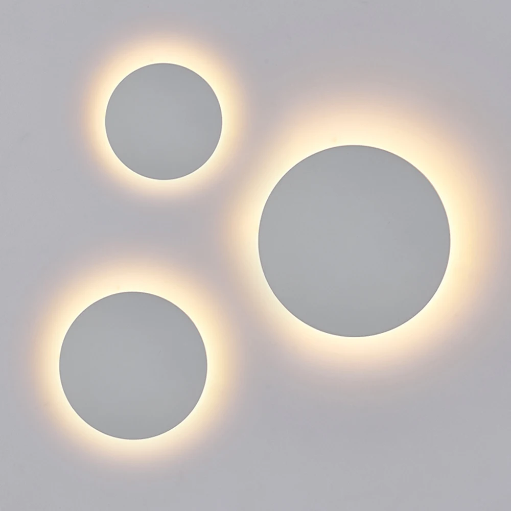 Round/Square 8W 12W Led Indoor Wall Lamps Bedroom Living Room Lighting White Black Wall Lamp Aluminum Wall Lights Fixtures