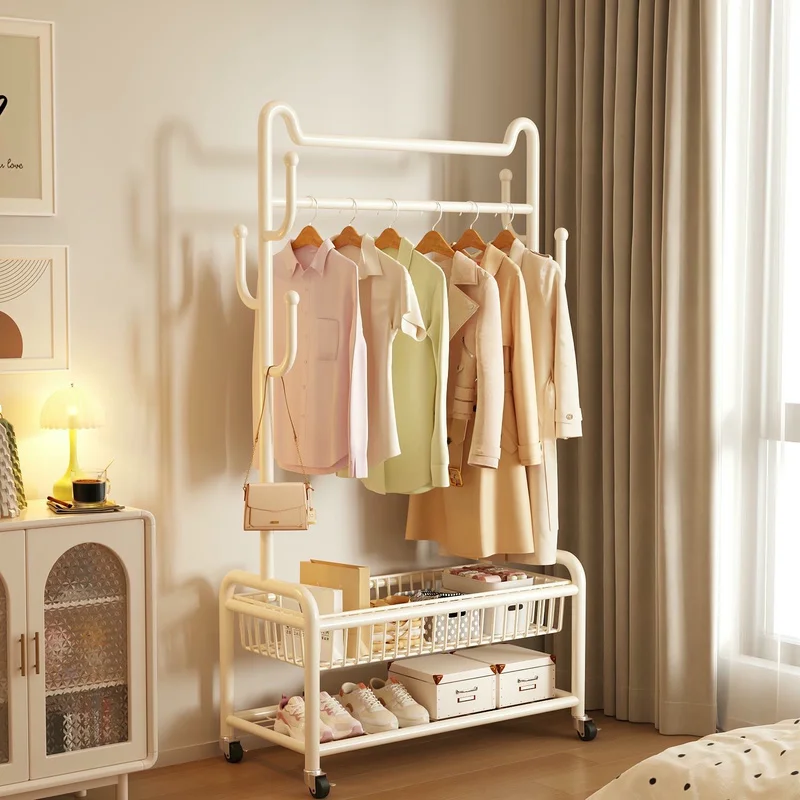 

Indoor Floor Standing Clothes Drng Ra Luxury Lightweight Portable Home Use Carbon Steel Clothes Hanger Nordic Sle Bedroom