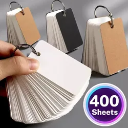 400/100Sheets Kraft Paper Blank Flashcards with Binder Rings Spiral Notepads Mini Notebooks Study Cards Book Kawaii Stationery