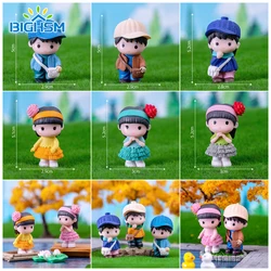 Cute Miniature Figurine Boys Girls Micro Landscape Ornament Desktop Mini Fairy Garden Decoration Craft Home Car Decorating