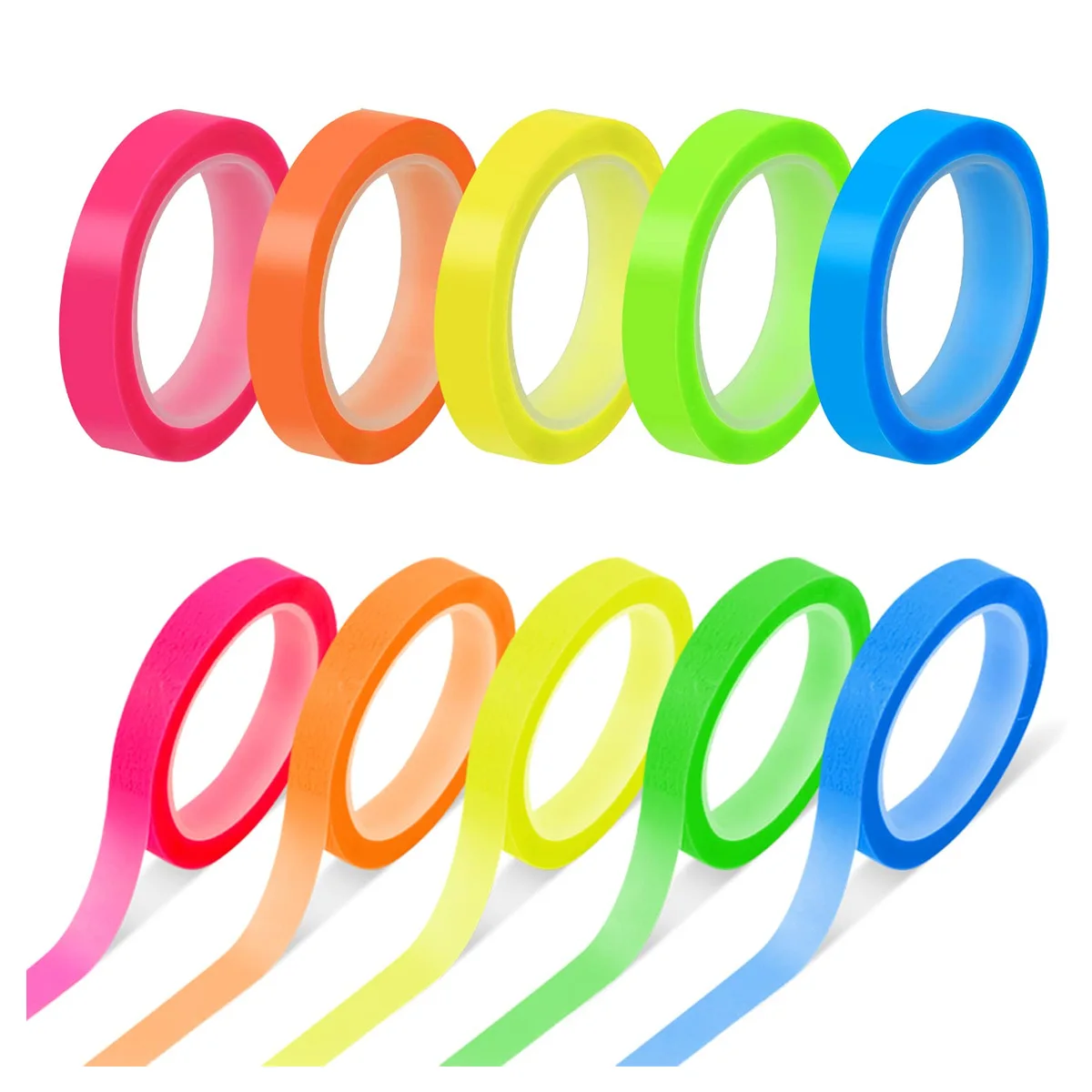 5 Roll 5 Colors Stickers Transparent Fluorescent Index Tabs Flags 5m Sticky Note Stationery Children Gift School Office Supplies