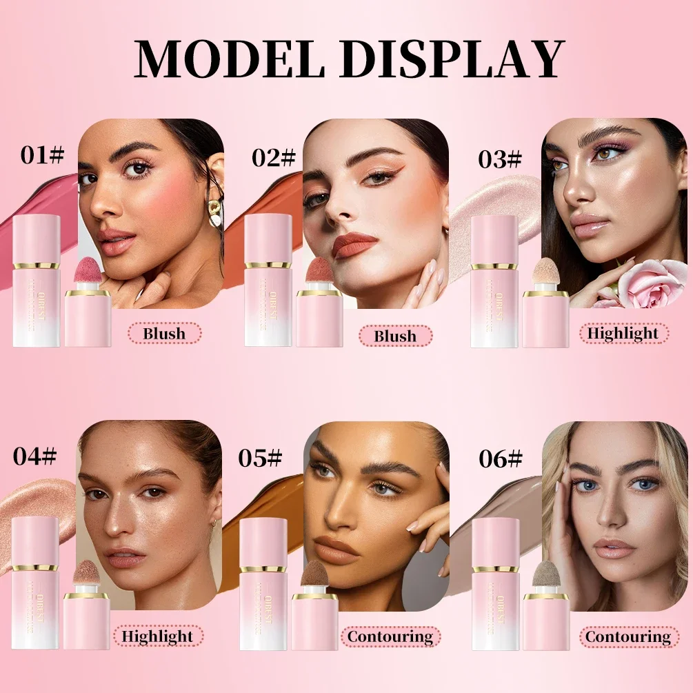 Qibest Matte Face Fard liquido Guancia liscia Fard per occhi Evidenziatore Multi-uso Stick Rouge Contorno liquido duraturo Trucco Bronzer