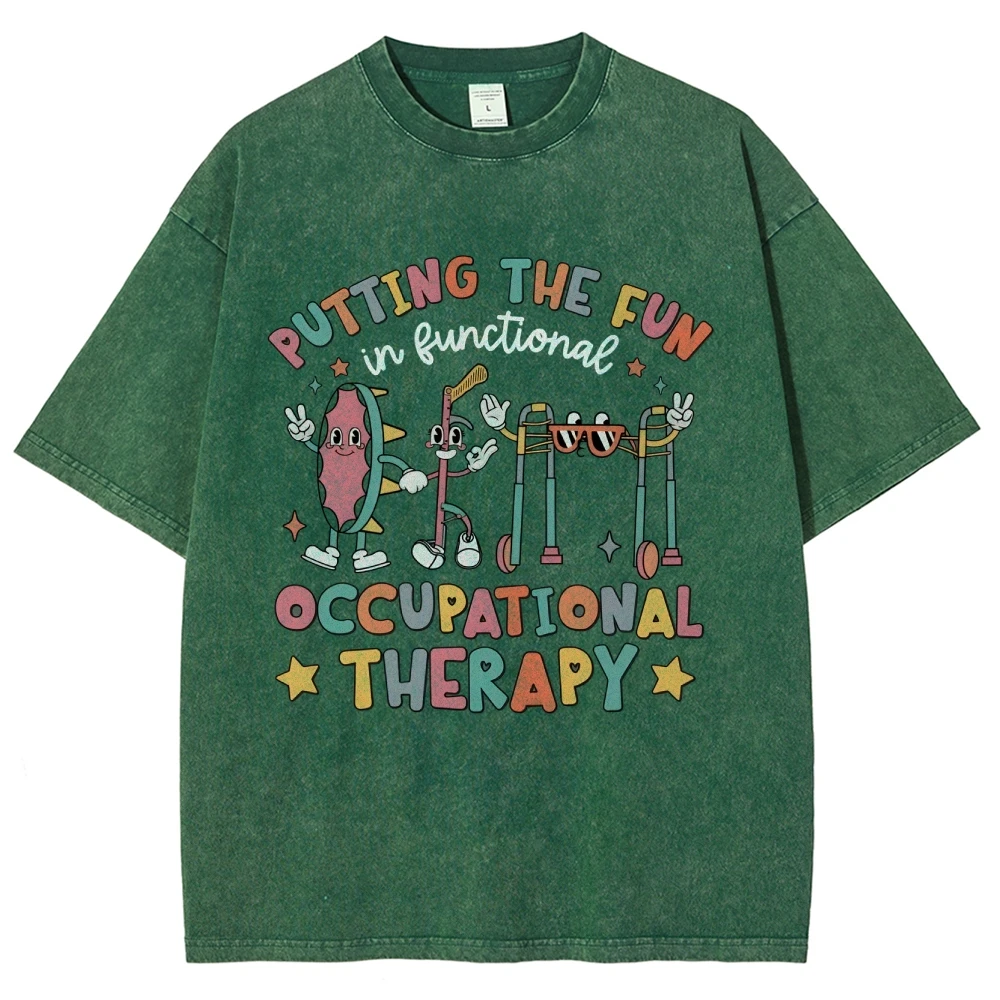 Cute Neutral Style T-Shirt Men And Women Putting The Fun Occupational Print Oversize Loose Round Neck Designer Short Sleeves