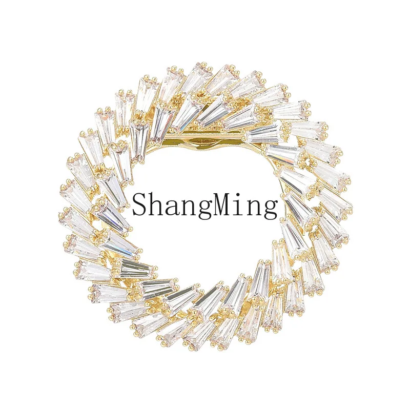 

PYH new design sense atmosphere light luxury high sense ring coat brooch accessories silk scarf buckle dual-purpose