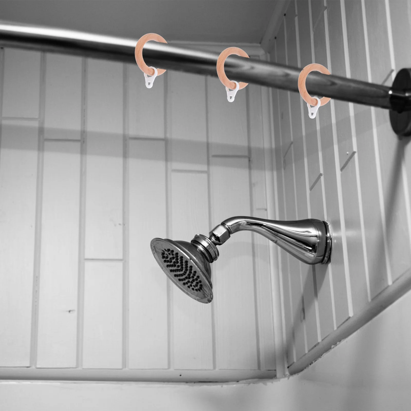 

6 шт., кольца с пряжкой для штор, деревянные круглые подвесные кольца для драпировки, занавески для душа, аксессуары для римских стержней, принадлежности для штор