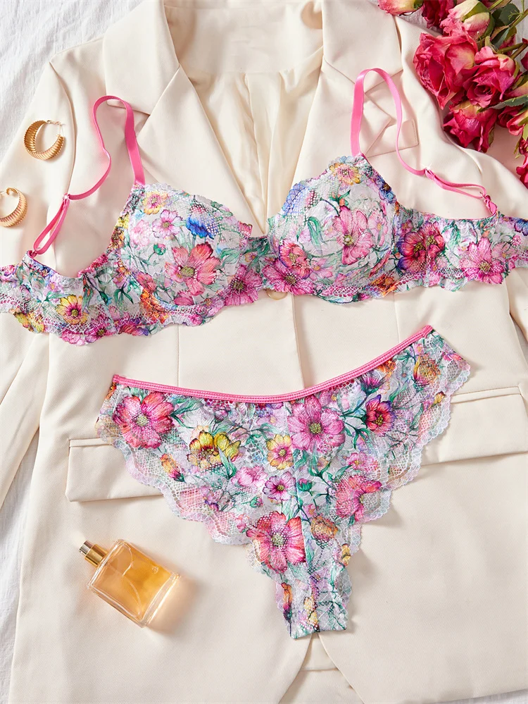 Lingerie Sexy Feminina com Est - Lace Bralette Set avaliação e preço