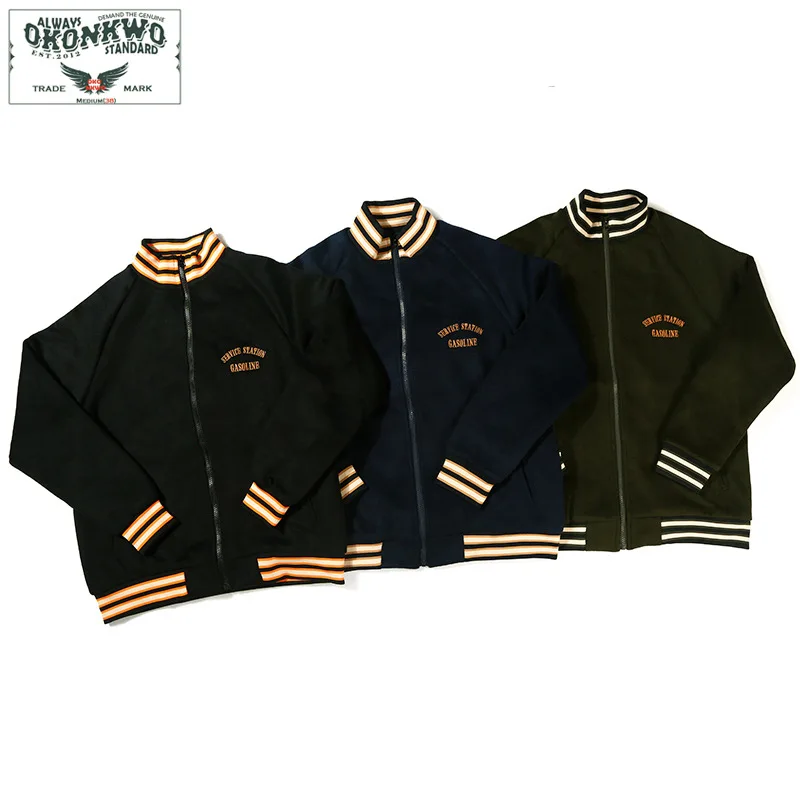 

OKONKWO embroidered stand collar wool jacket men's and women's wool baseball shirt spring and autumn jacket