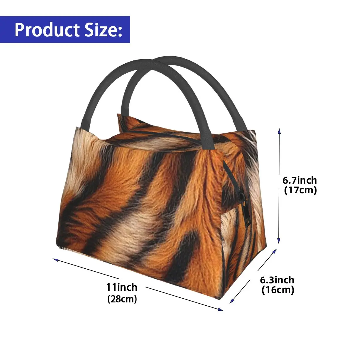Tiger Skin Insulated Lunch Bag for Women Kids Portable Food Boxes Thermal Lunch Box Tote