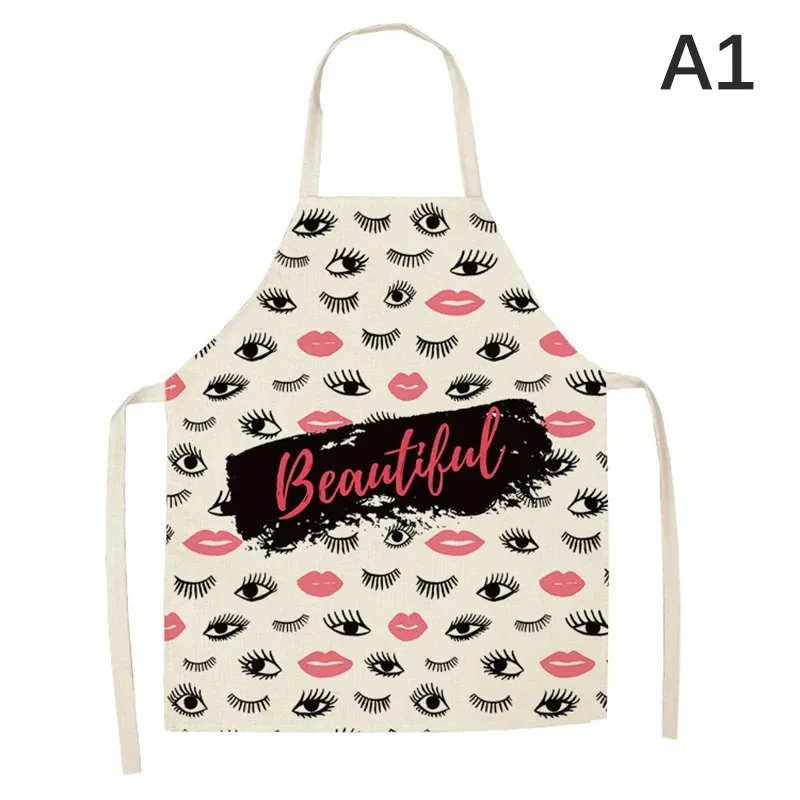 Bronzing Eyelash Pattern Apron Eyelash Extension Cotton Grafted False Cleaning Kitchen Apron Bib Cooking Baking Accessories