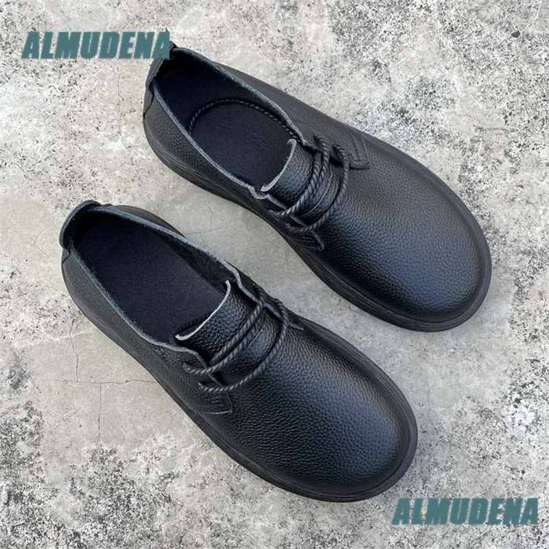 Men's Black Leather Lace Up Casual Shoes Balck Formal Business Shoes Luxury Designer Soft Leather Autumn Men's Shoes