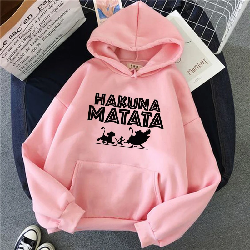 Streetwear Manga Women Hoodies Kawaii Hakuna Matata Hoodie Disney The Lion King Sweatshirt  Women Clothes Hoody Famale