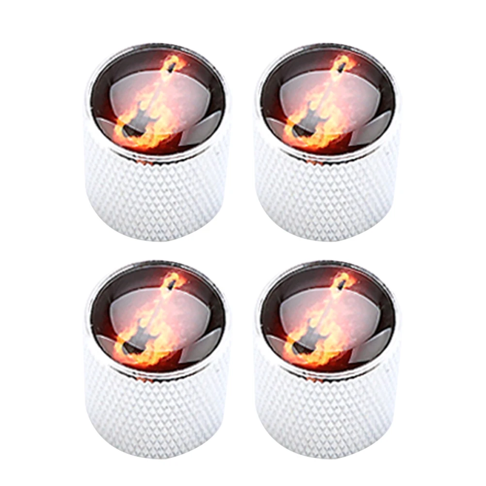 

4 Pcs Guitar Knob Tone Volume Control Knobs Metal Electric Silver Amplifier Replacement