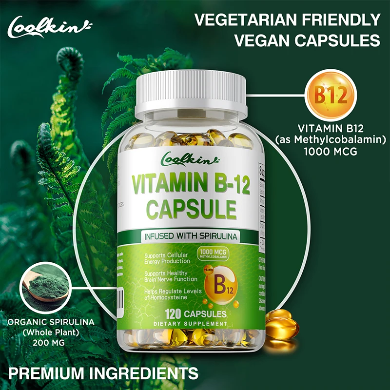Vitamin B12 Capsules - Methylcobalamin Supplement for Mind, Energy, Brain, Mood, Heart Support