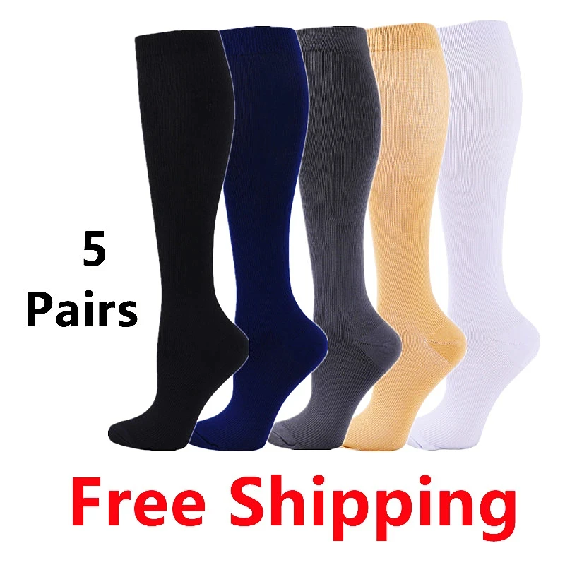 

5 Pairs Compression Socks Men's Medical Varicose Veins Diabetes Sports Socks Running Football Basketball Cycling Elastic Socks