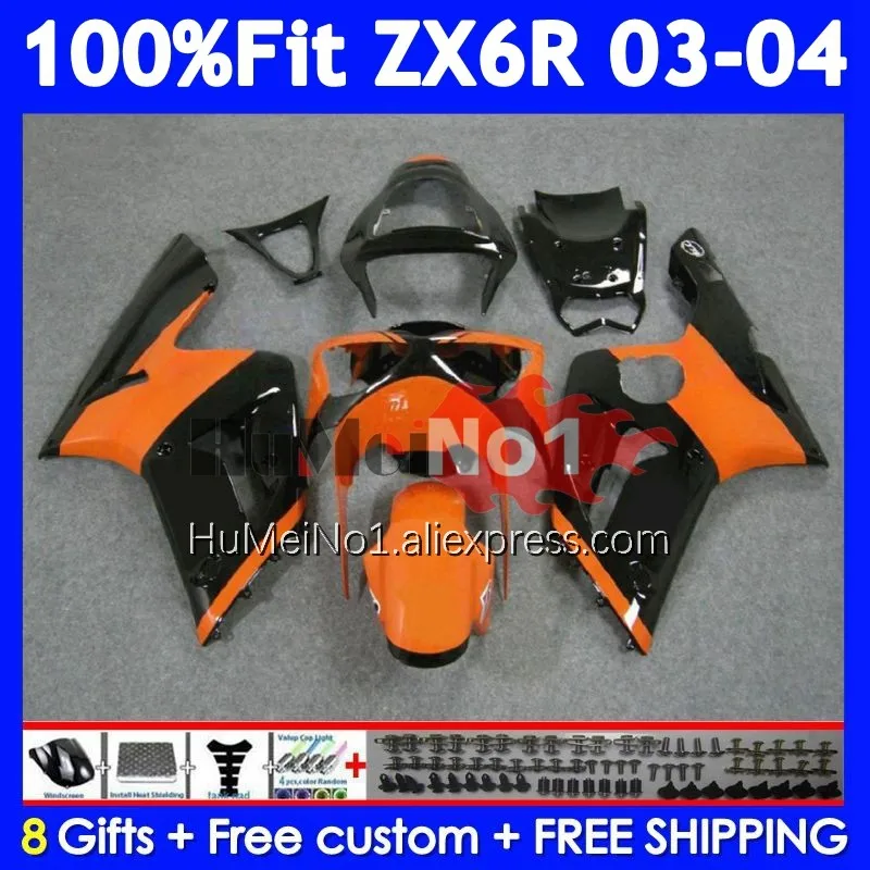 Injection Body For KAWASAKI NINJA ZX 6R 600 636 6 R ZX600 205No.71 Orange stock ZX-6R ZX636 ZX6R 03 04 ZX-636 2003 2004 Fairings