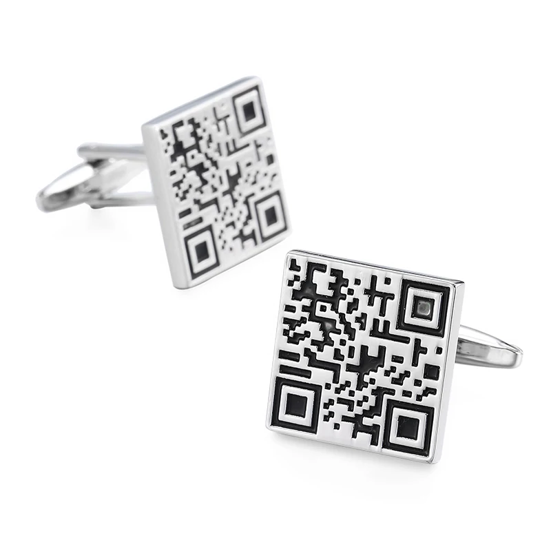 Men's French shirt cufflinks made of copper material fashionable QR code design high-quality French cuffbutton