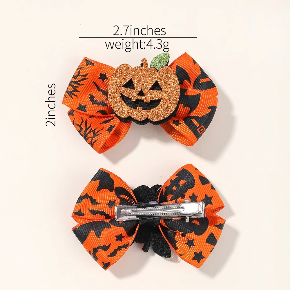 Pinzas para el pelo de Halloween para niñas, horquilla de calabaza, Calavera fantasma, Festival, Fiesta, accesorios divertidos para el cabello, regalo para niños, 4 piezas por juego