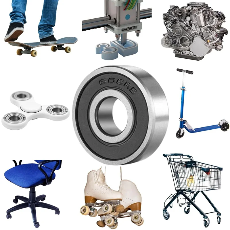 AEE8-100 Confezione 608 Cuscinetti 2RS, Cuscinetti per skateboard a rulli con gruppo guarnizione a grasso per cuscinetti a sfera RS 8X22x7mm