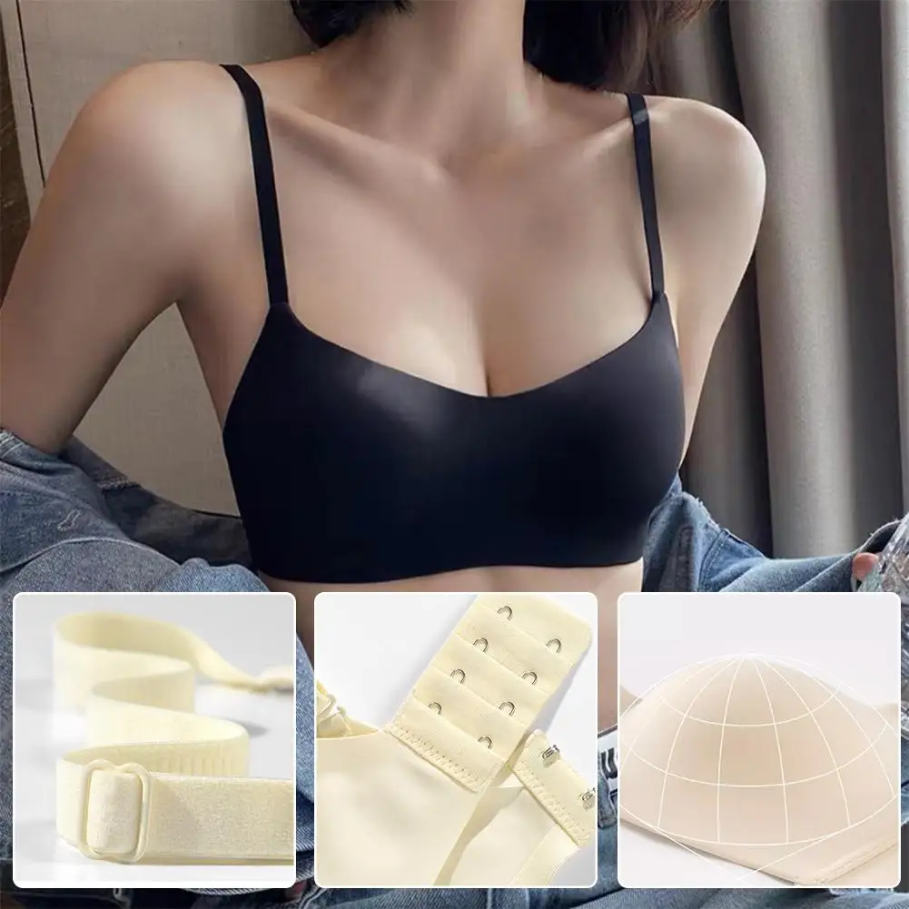 

Women's Sexy Seamless Comfortable Underwear Without Back Breasts Gathering Thin Section Adjustable Steel Beautiful Bra W9Y2