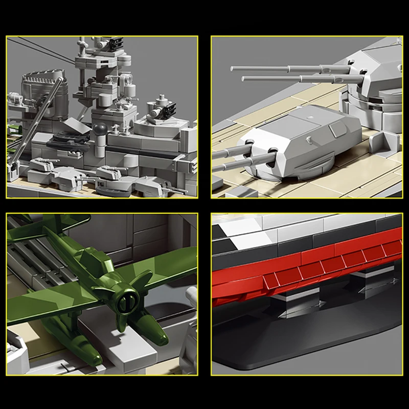 1:300 WW2 Kampfschiff Bausteine Modell MOC Gebäude Spielzeug Desktop Ornament Weihnachten Geschenke für Jungen Kinder Erwachsene 2686 stücke Ziegel