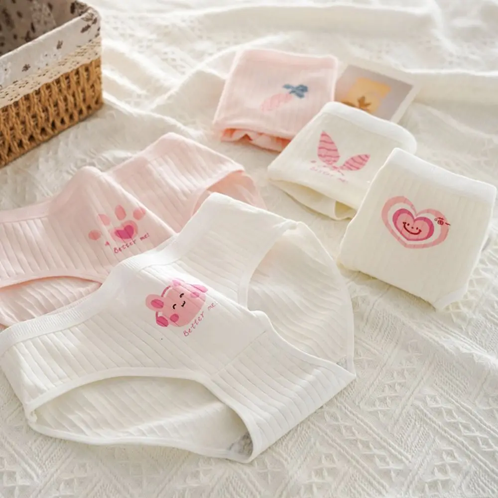 

5Pcs Fashion Rabbit Cat Paw Briefs Underwear Ultra-thin Mid Waist Underpants Cotton Crotch Lingerie Panties for Women Gifts