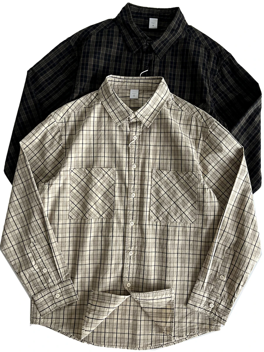 

Japanese Style Pure Cotton Plaid Long Sleeve Shirt Youth Fashion Casual Wearable for Autumn Season Breathable Comfortable Wor...