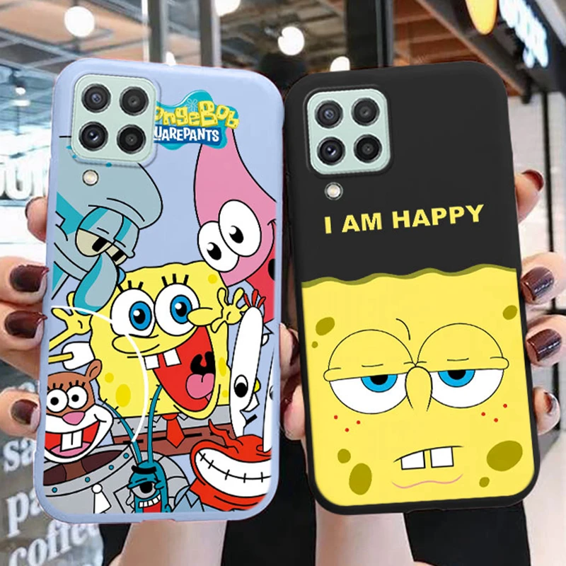 Funny SpongeBob SquarePants Phone Case for Samsung Galaxy A22 M22 A 22 4G Cute Cartoon Patrick Star Soft TPU Silicone Back Cover