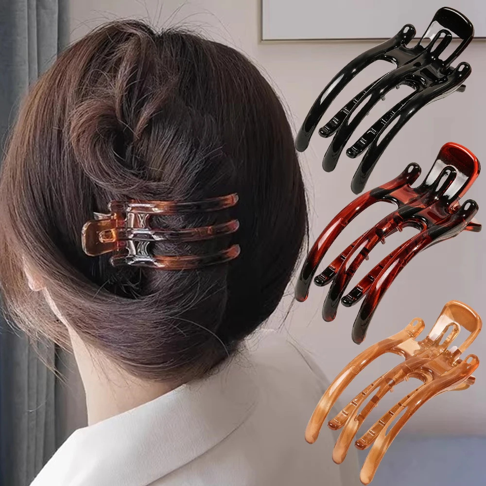 New Acrylic Duckbill Hair Claws Clamps Crab Barrettes Bow Solid Color Hair Clips Fashion Women Hairpin Ponytail Hair Accessories