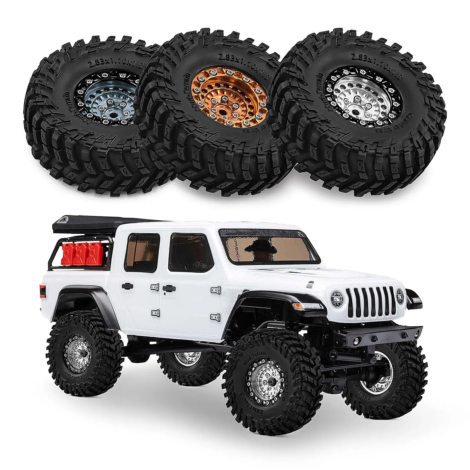 

1,3-дюймовое металлическое колесо с бедлоком и резиновой шиной для радиоуправляемых краулеров 1/18 1/24 TRX4M Ascent-18 Axial SCX24 FCX24 AX24 FMS, запчасти для тюнинга