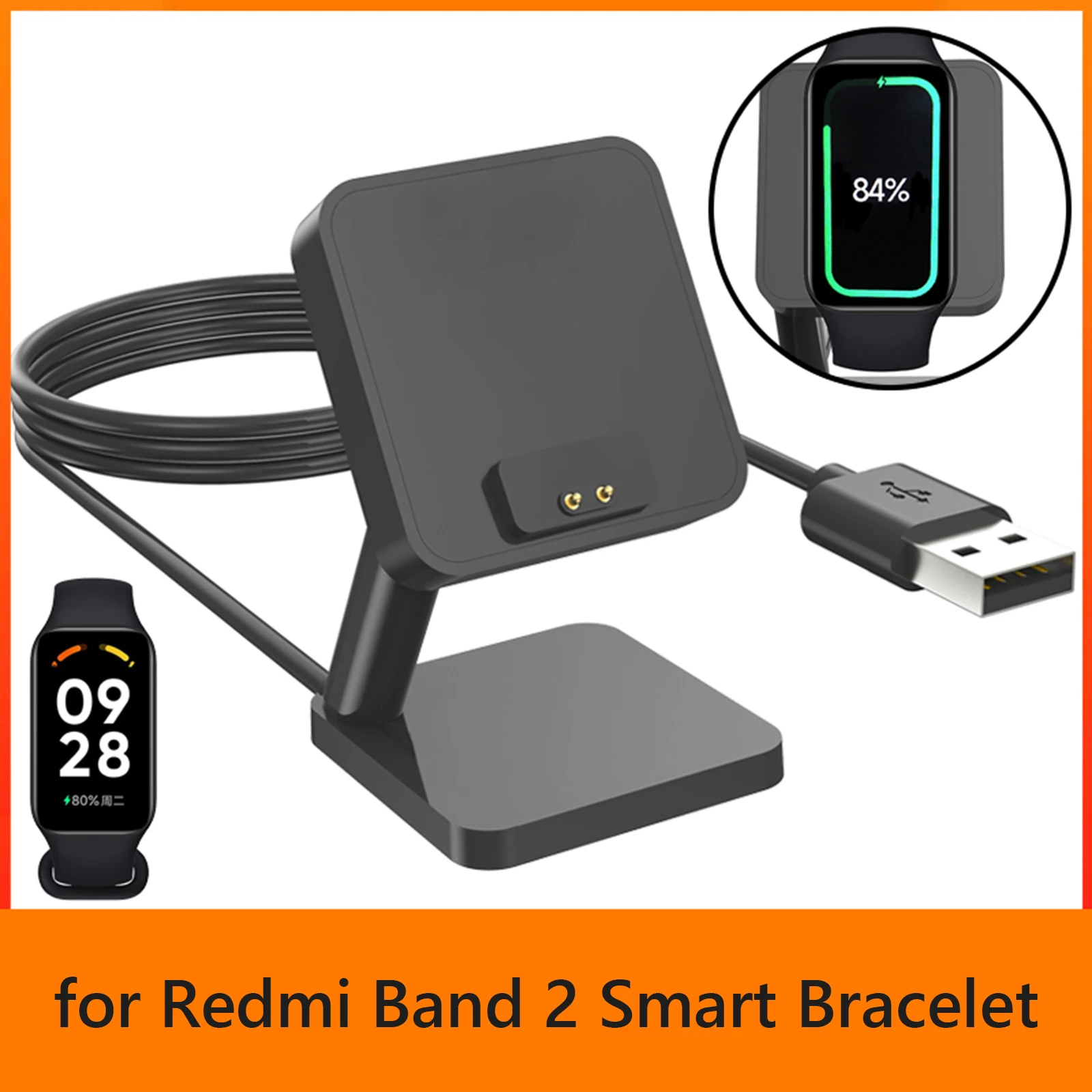 

1m Charging Cable Stand Smart Watch Accessories USB Charger Dock Cord Wireless Charger Dock Cord for Redmi Band 2 Smart Bracelet
