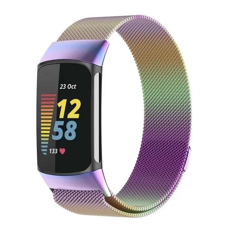 1pc Men Women Leisure Watch Band for fitbit charge 5/ fitbit charge 6 Milan Stainless Steel Smartwatch Accessories Wristbands - view 5