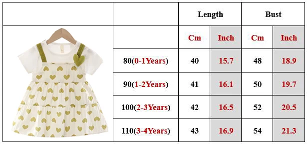 Baby Girl Dress Sweet Heart Print Princess Party Dress Short Sleeve Beach Skirt Toddler Girl Outfit Summer Girl Clothes A1179