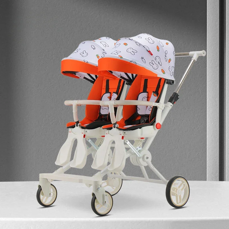 Baby Stroller For Twins Double Pushchair Prams Buggy Safety Cart Carriage Lightweight Foldable