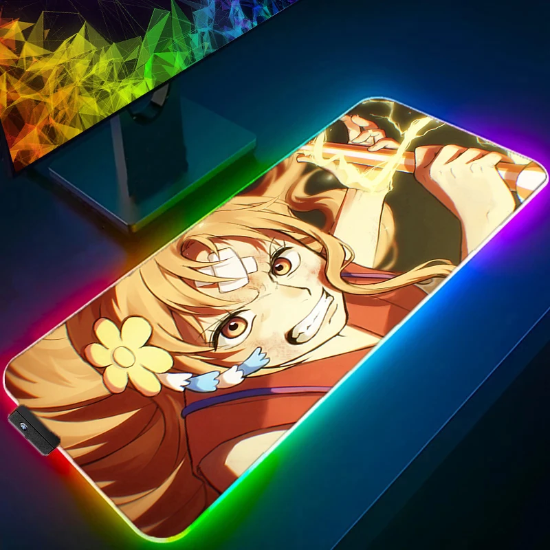 

RGB LED Mouse Pad One Piece Nami PC Accessories Mouse Mat Office Desk Mat Computer Gamer Mousepad Rubber Keyboard Pad Tablet Pad