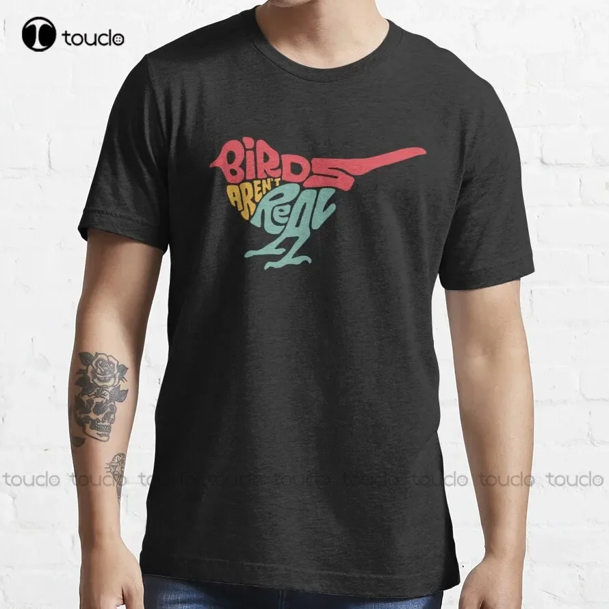 Colorful Birds Arent Real Words Bird Birds Are Fake Trendy Desing Funny Shirt Quotes Trending T-Shirt Xs-5Xl Breathable Cotton