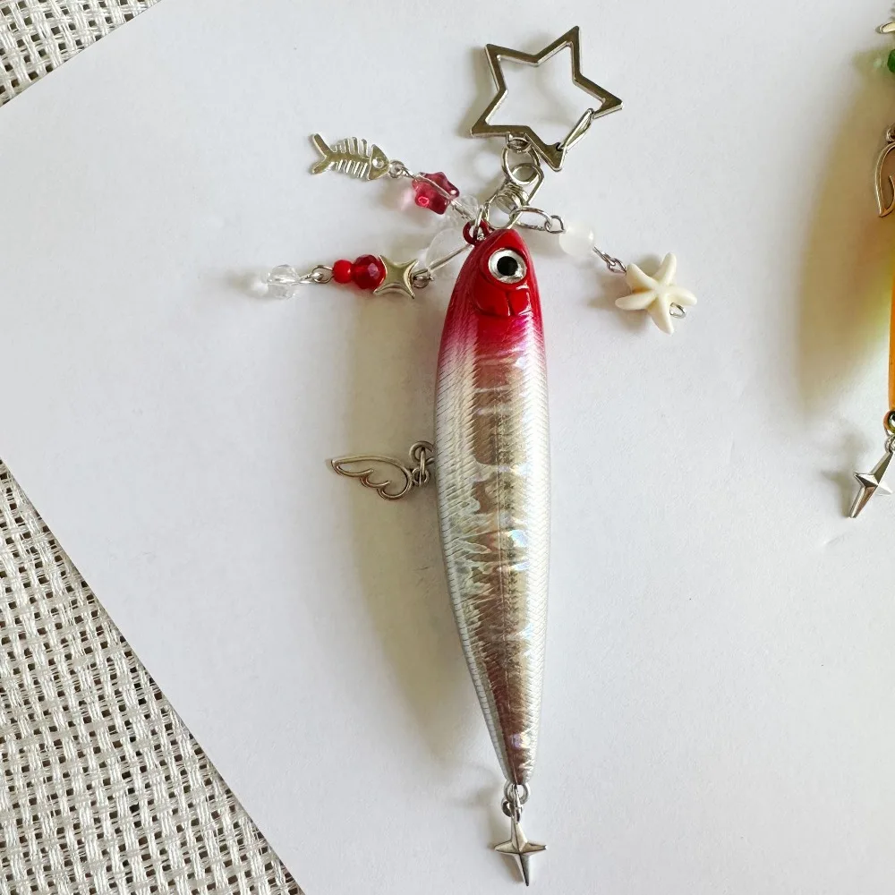 Fashion Simulation Fish Keychain Ocean Animal Beads Fish Pendant Plastic Handmade Bionic Fish Keychain Men Women