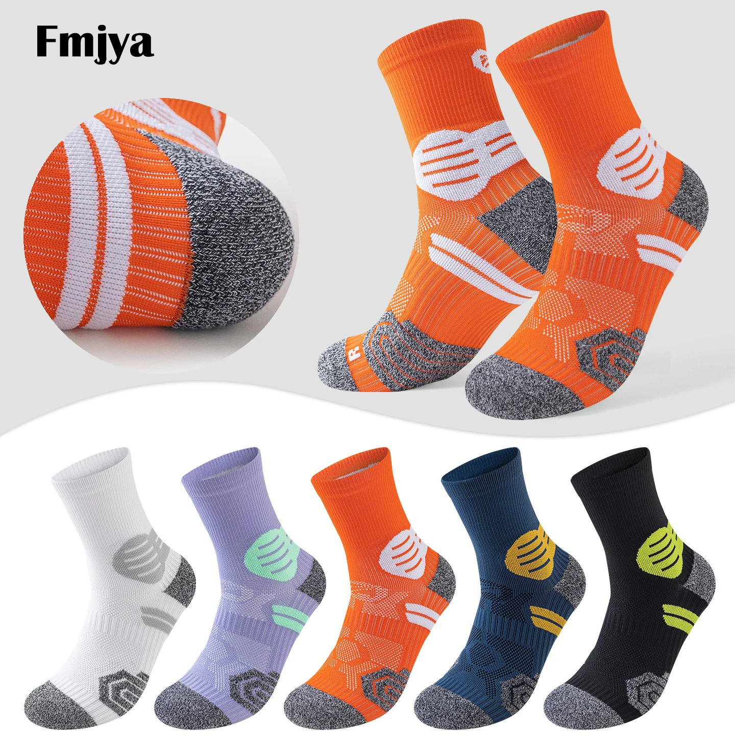 

Профессиональные носки для марафонского бега для мужчин и женщин, нескользящие утолщенные мягкие носки со средней трубкой для экипажа, спортивные носки для фитнеса и улицы