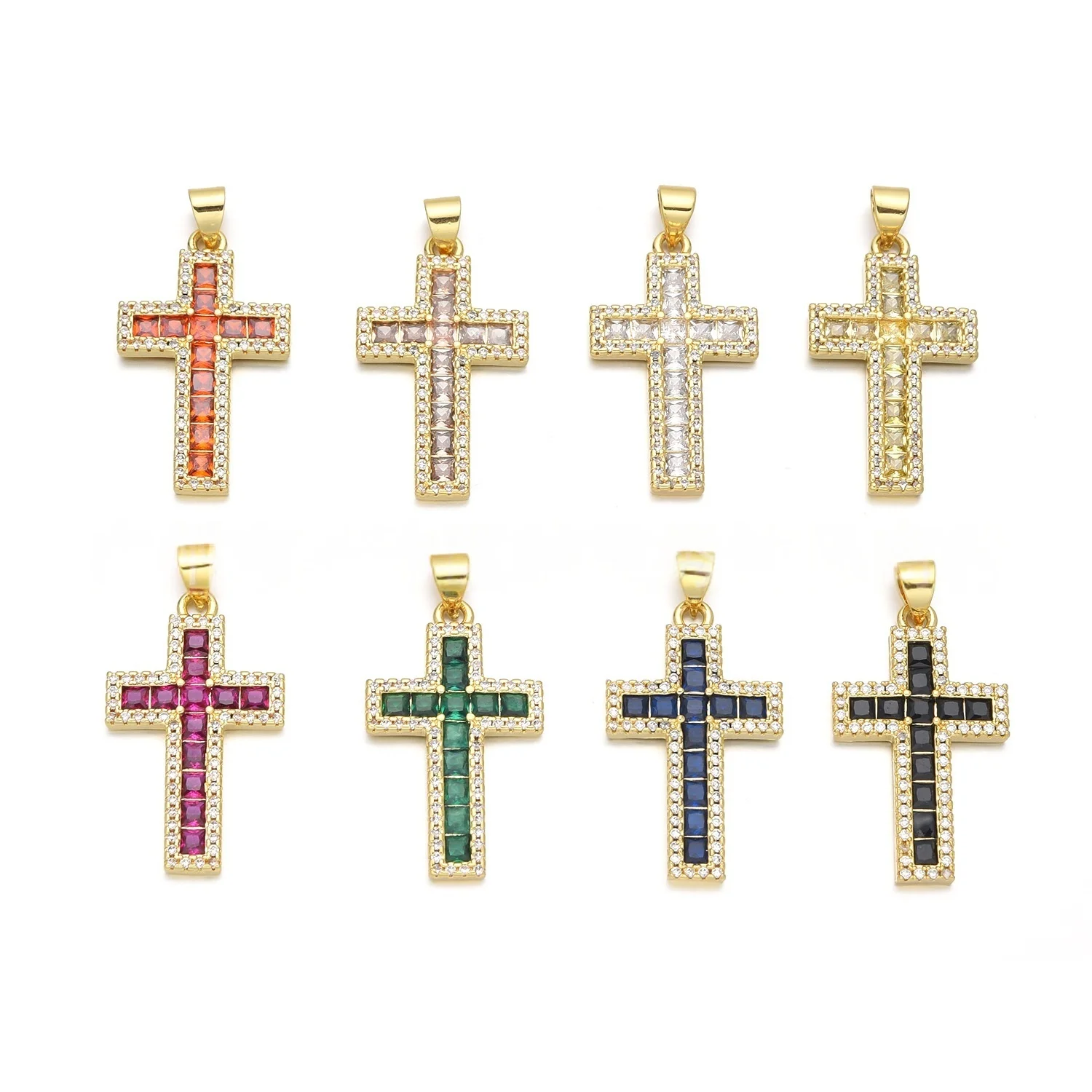 5 Pieces of European and American Style Zircon Cross Pendant Accessories DIY Pearl Necklace Jewelry Making Materials Wholesale