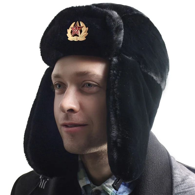 

Army Military Soviet Ushanka Russian Hat Winter Earflap Bomber Hat Warm Faux Fur Trapper Hat Thermal Hat Outdoors Snow Ski Caps