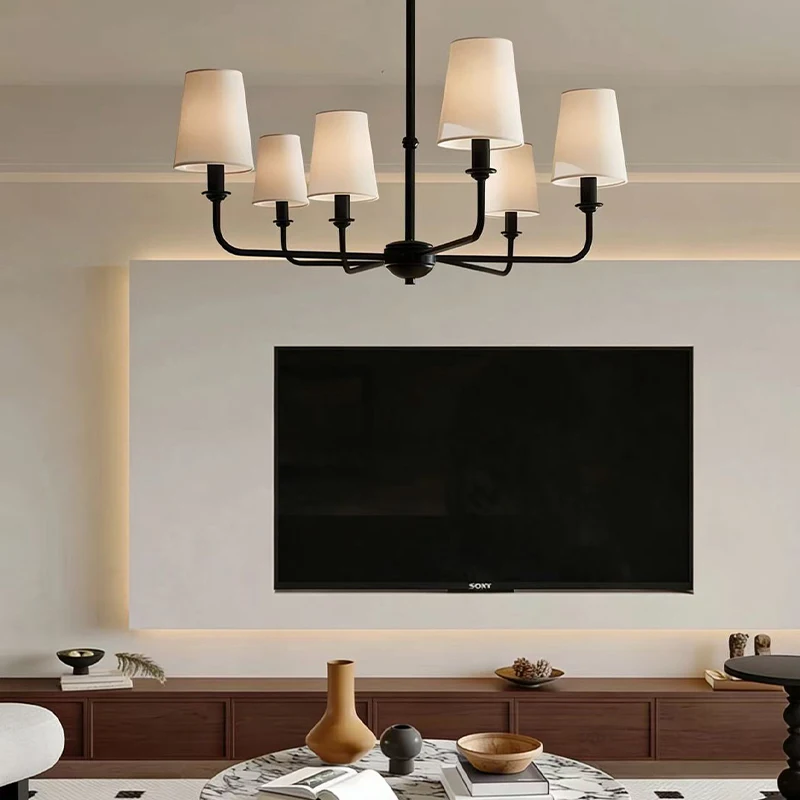 

Nordic Fabric Chandelier Ceiling Lights Living Room Retro Led Pendant Light Loft Bar Bedroom Lighting Hanging Lamp Decor Fixture